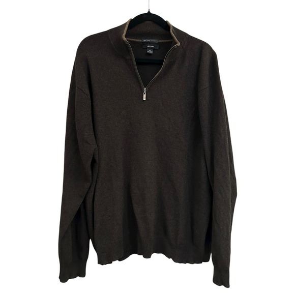 Alfani Mens Chocolate Brown Cashmere Cozy Quarterzip Long Sleeve Sweater XXL - Picture 1 of 5